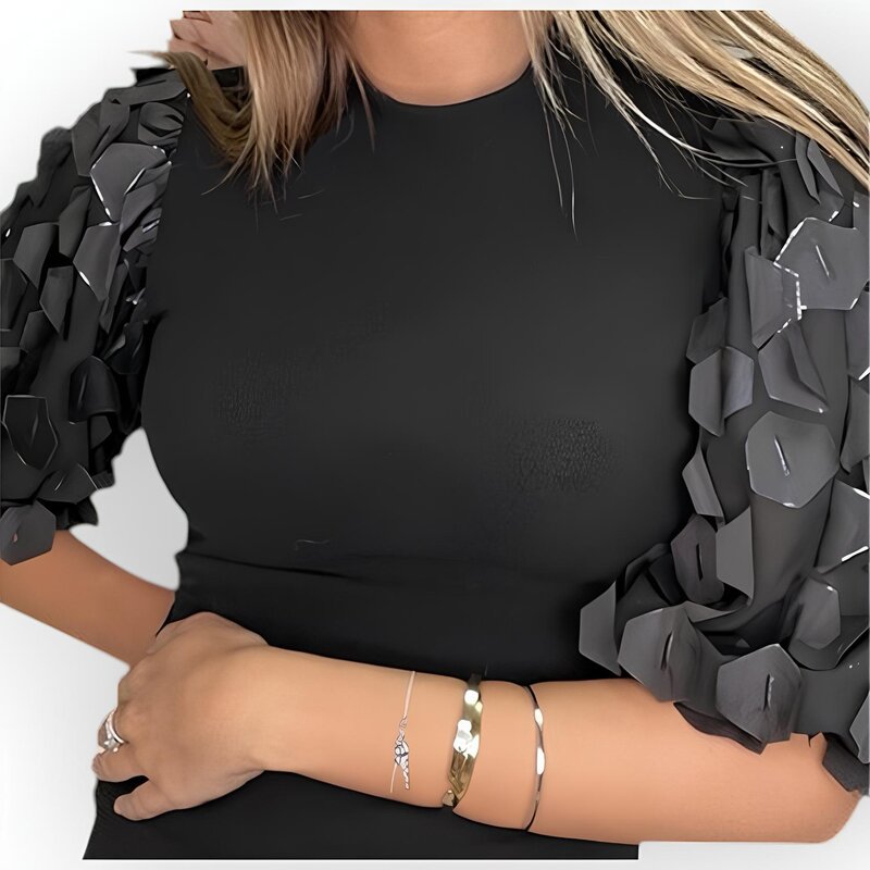 Ylvi – T-shirt – Pofmouwen met Loaferdetails