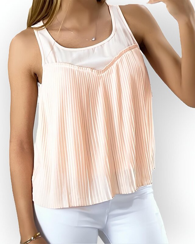 Lysa – Mouwloze Top – Gevoerd met Plissé Voorkant