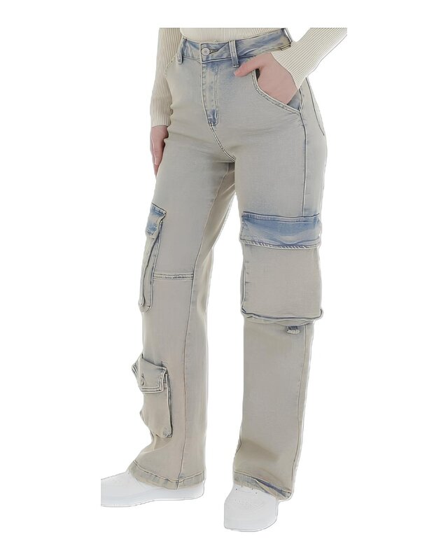 Zandkleurige Vintage Cargo Jeans - Stoere Used Look