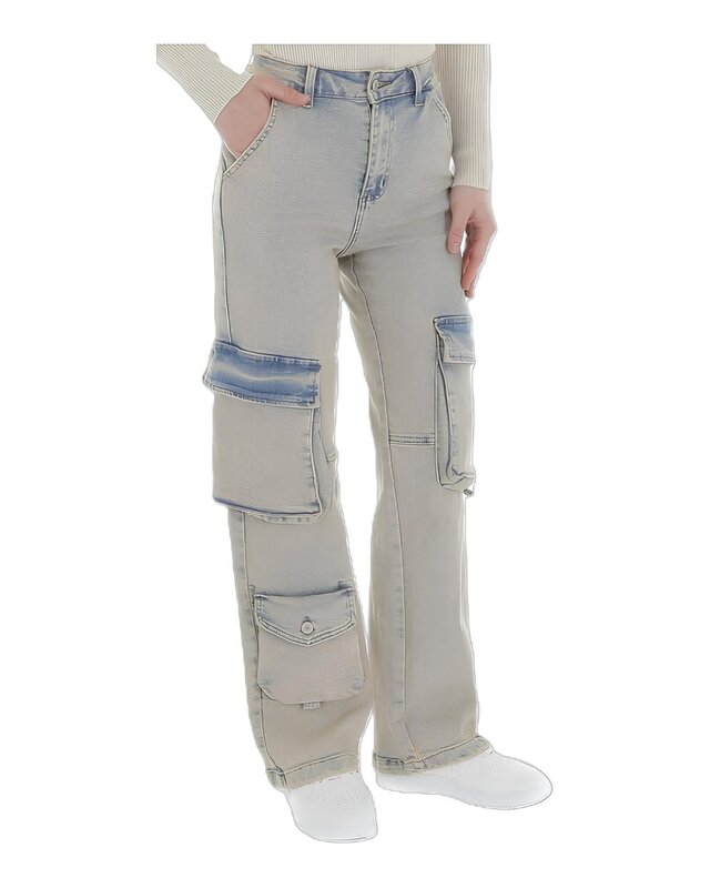 Zandkleurige Vintage Cargo Jeans - Stoere Used Look