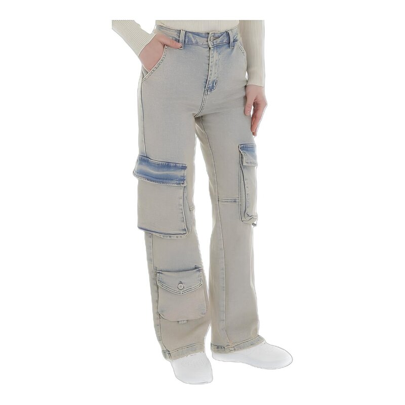 Zandkleurige Vintage Cargo Jeans - Stoere Used Look