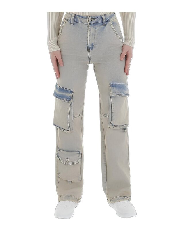 Zandkleurige Vintage Cargo Jeans - Stoere Used Look