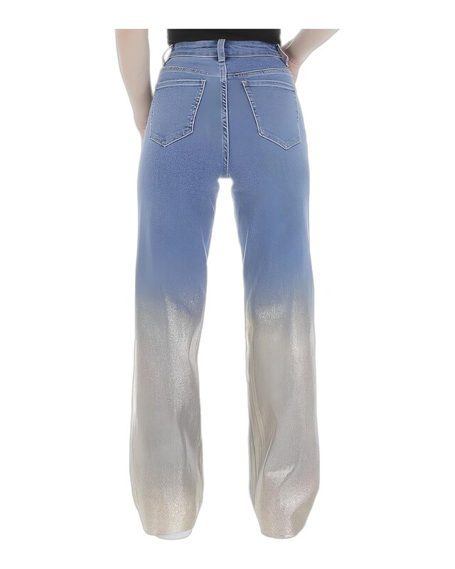 Wijde Metallic Jeans - Luxe Goudkleurige Coating