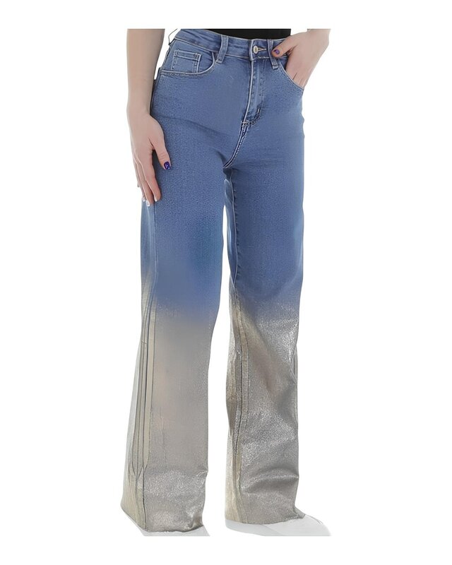 Wijde Metallic Jeans - Luxe Goudkleurige Coating
