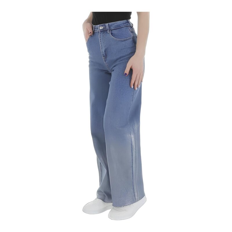 Wijde Metallic Jeans - Luxe Zilveren Coating