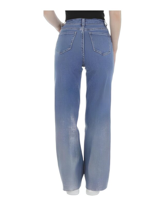 Wijde Metallic Jeans - Luxe Zilveren Coating
