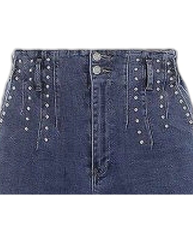 Denim Broek Met Studs - Hoge Taille