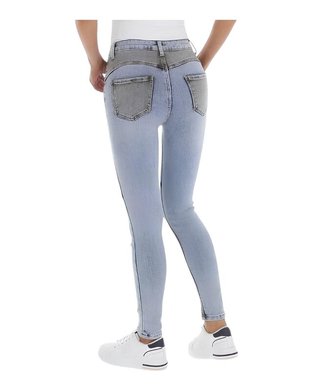 Patchwork Skinny Jeans - Hoge Taille