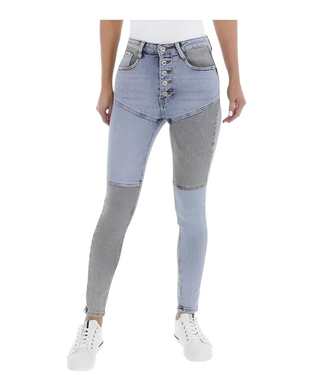Patchwork Skinny Jeans - Hoge Taille