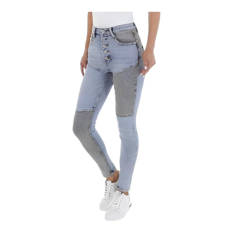 Patchwork Skinny Jeans - Hoge Taille