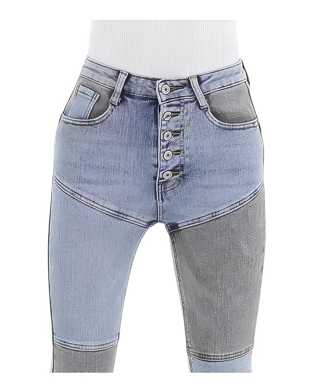 Patchwork Skinny Jeans - Hoge Taille