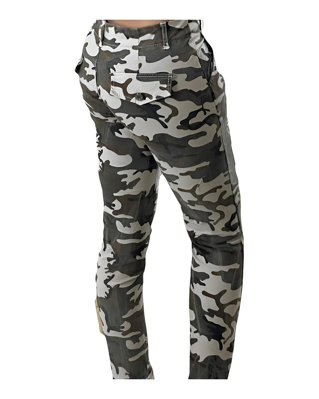 Camouflage Jeans Met Zilverpatroon - Lage Taille - Trendy Design