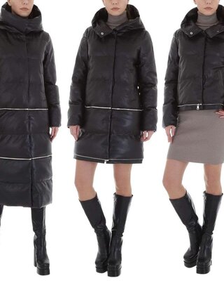 Leen Dames 3-in-1 Imitatie Leren Jas - Zwart