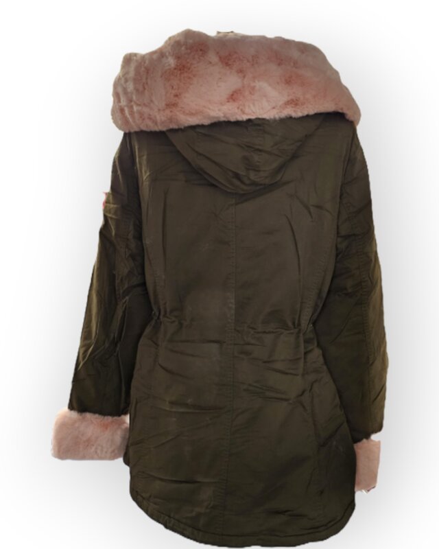 Elowen – Olijfgroene Parka Jas - Faux Bont Details
