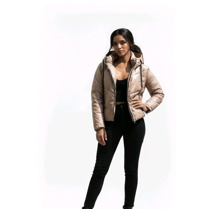 Calista – Dik Gewatteerd Faux Leren Jack -Capuchon