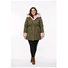 Elowen – Olijfgroene Parka Jas - Faux Bont Details