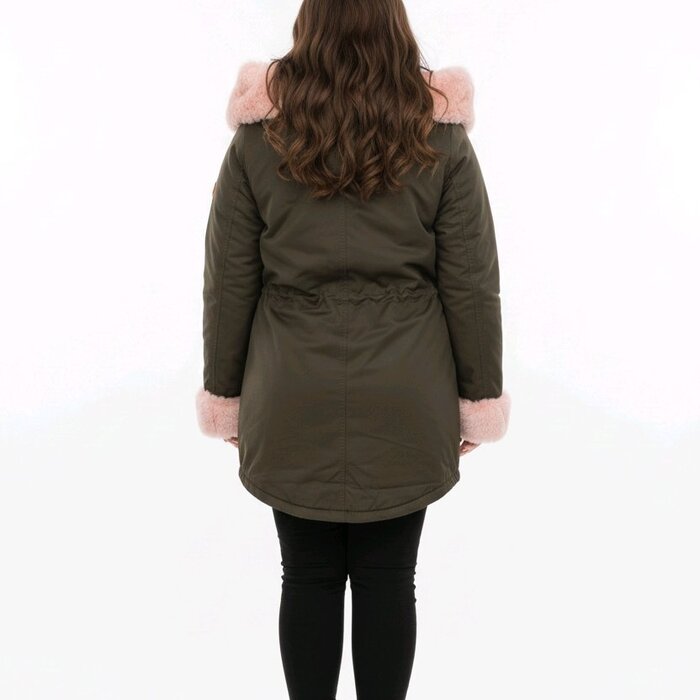 Elowen – Olijfgroene Parka Jas - Faux Bont Details