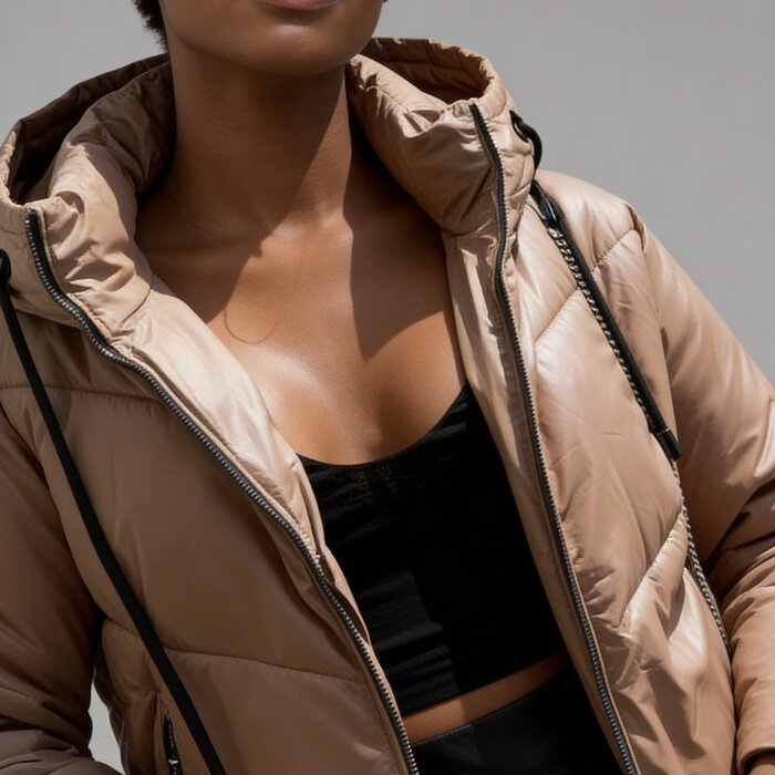 Calista – Dik Gewatteerd Faux Leren Jack -Capuchon