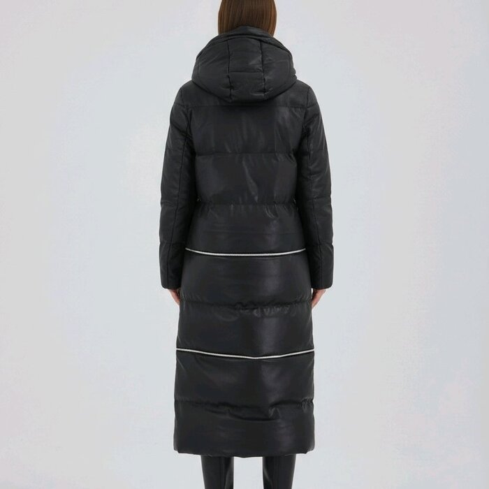 Leen Zwarte 3-in-1 Gewatteerde Lange Jas van Imitatie Leder - Capuchon