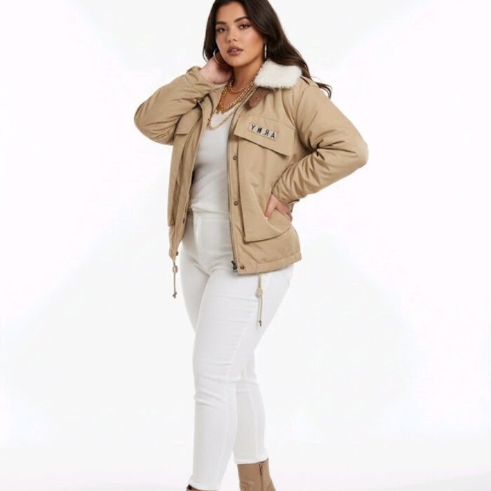 Zareen – Army Jack Met Afneembare Bontkraag