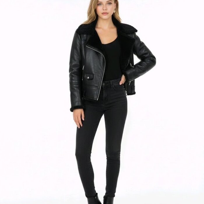 Selvèra – Luxe Jas Met Faux Bont Voering en Imitatieleer