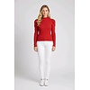Velina – Rode Rib Trui Met Trendy Pofmouwen