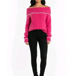Off-shoulder Trui - Fuchsia