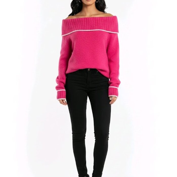 Off-shoulder Trui - Trendvol - Fuchsia