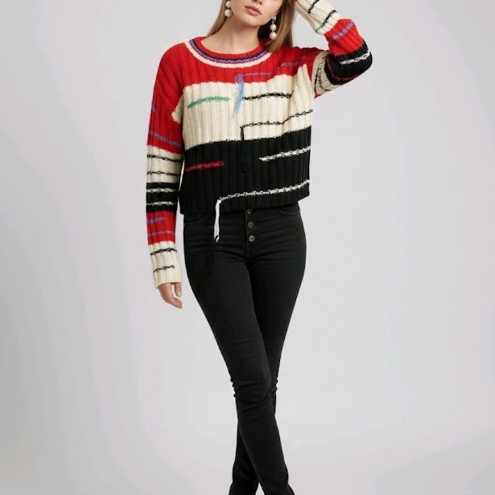 Zanira – Cropped Trui Met Kleurrijke Flossendraad Details