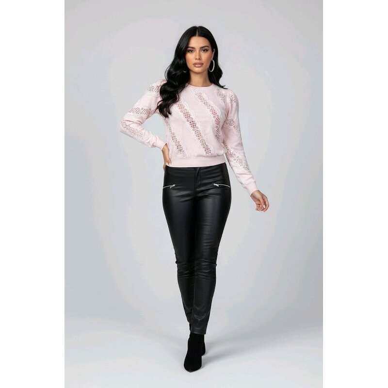 Zirel – Trui Met Opengewerkt Kant En Subtiele Pofmouwen