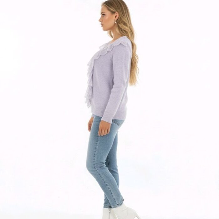 Yalina – Trui Met V-Hals En Kanten Ruches