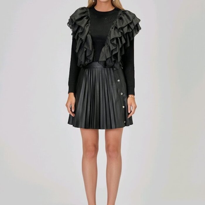 Marilou – Zwarte Trui Met Drie Lagen Ruches