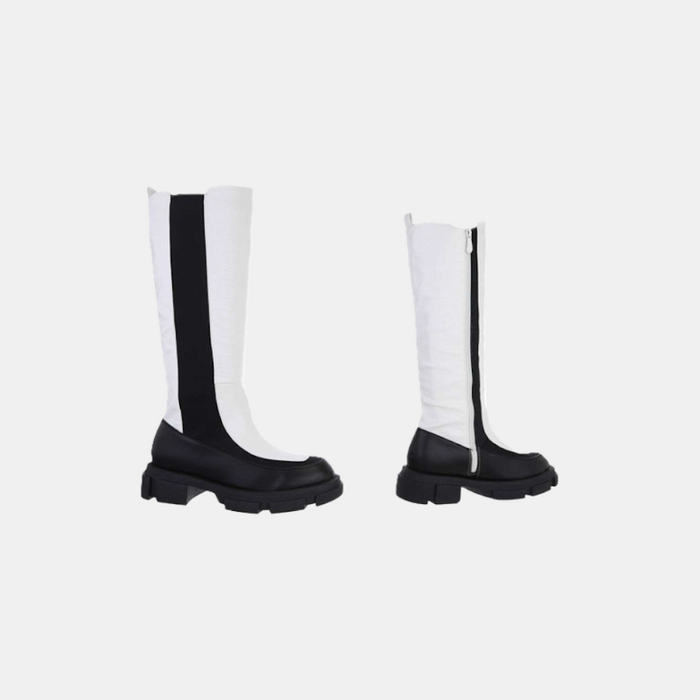 Ziva – Lange Laarzen Met Slangenprint Detail