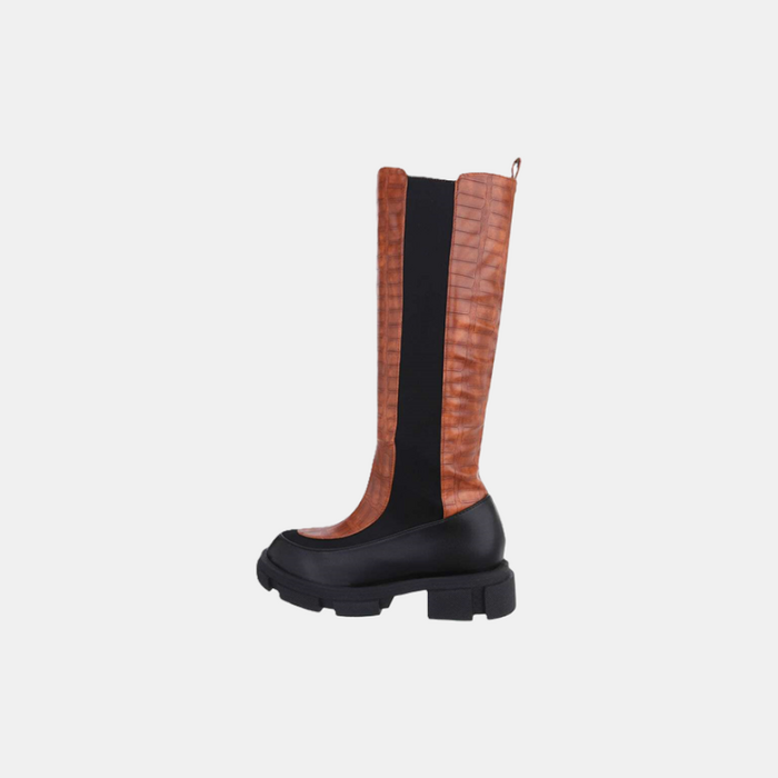 Ziva – Lange Laarzen Met Slangenprint Detail