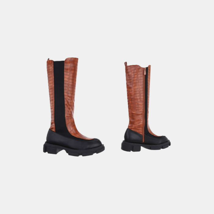 Ziva – Lange Laarzen Met Slangenprint Detail