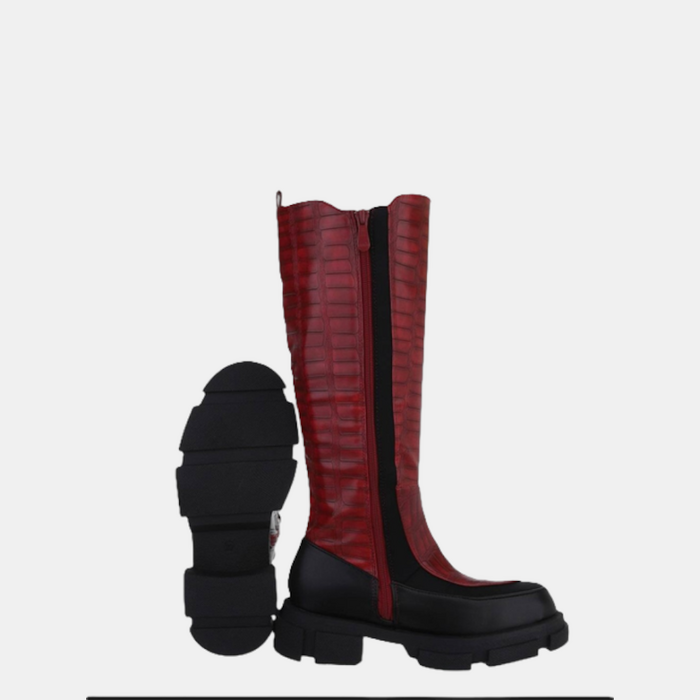 Ziva – Lange Laarzen Met Slangenprint Detail