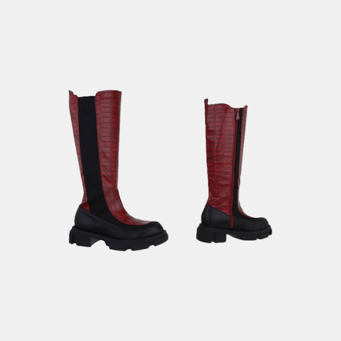 Ziva – Lange Laarzen Met Slangenprint Detail