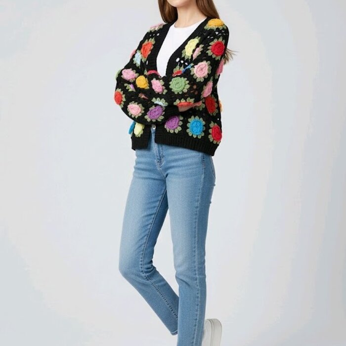 Vest Vintage Bloemen -Handgemaakt