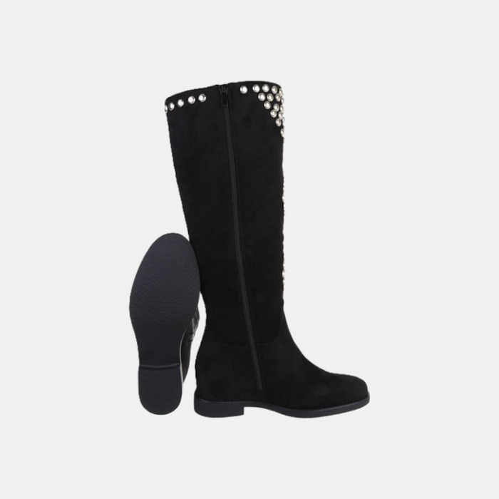 Roxies – Zwarte Hoge Suedine Laarzen Met Stud Details