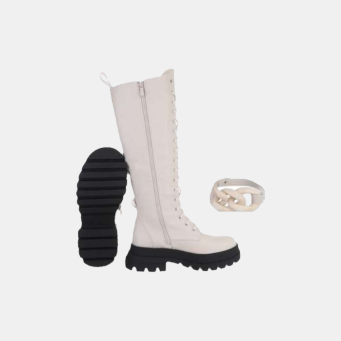 Mila – Veterlaarzen Met Afneembare Kettingband