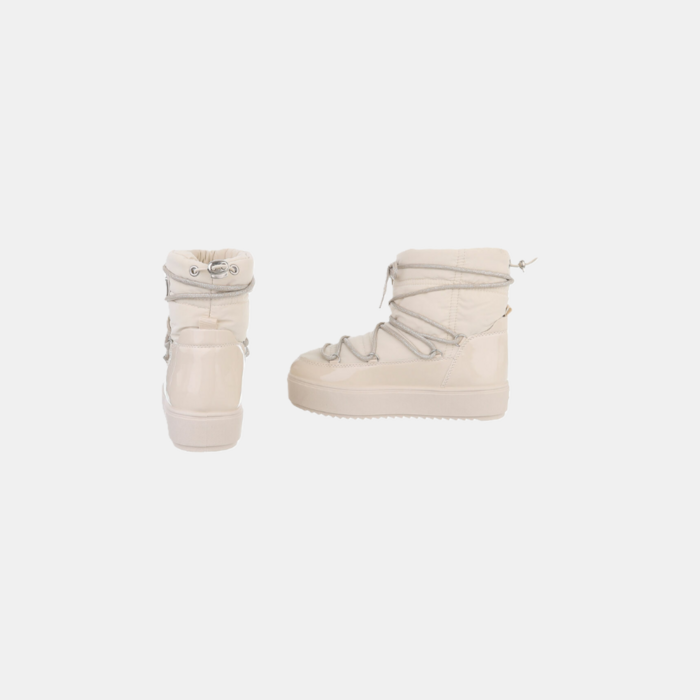 Fenna – Beige Winter Enkellaarzen Met Faux Fur