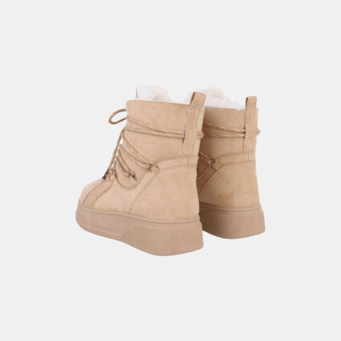 una – Licht Beige Suedine Boots Met Warme Voering