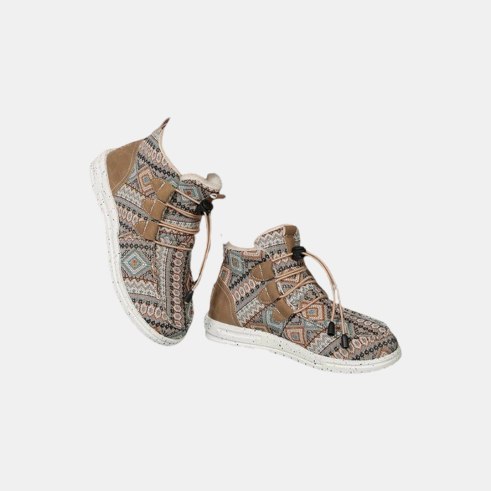 Vera – Grijze Sneakers Met Camelprint En Teddyvoering