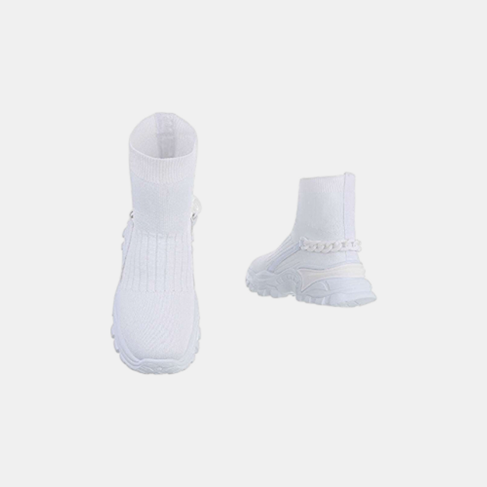 Jade – Witte Sok Sneakers Met Kettingdetail