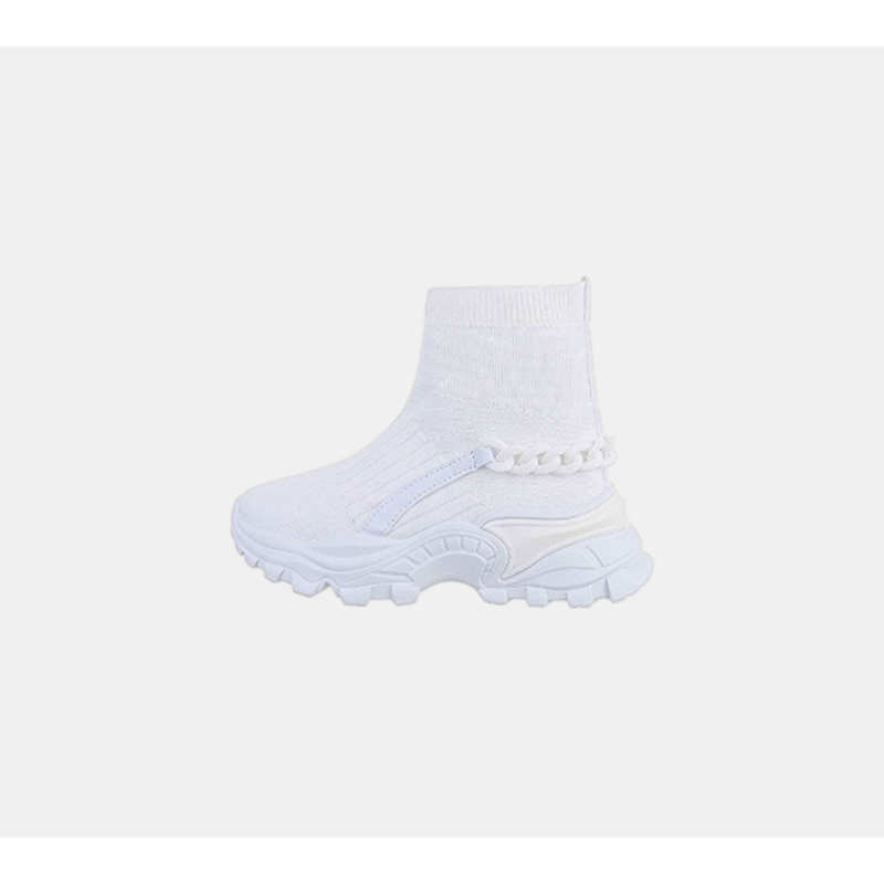 Jade – Witte Sok Sneakers Met Kettingdetail