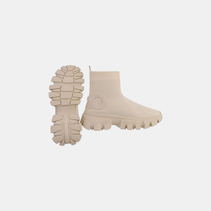 Elin – Beige  Sok Sneakers Met Detail  Omschrijving