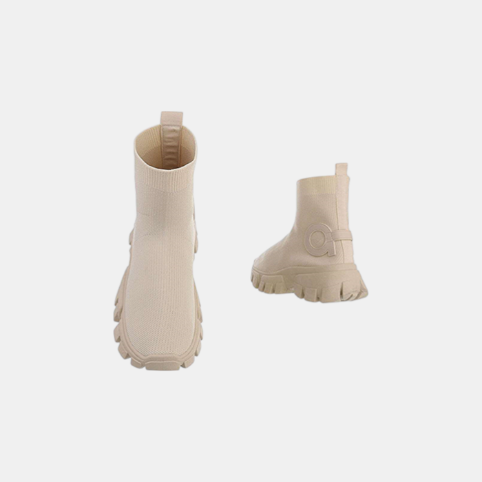 Elin – Beige  Sok Sneakers Met Detail  Omschrijving