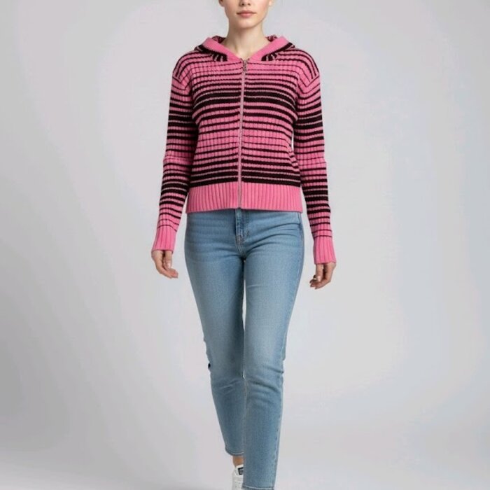 Vest  - Gestreept - capuchon - Dames - Mode