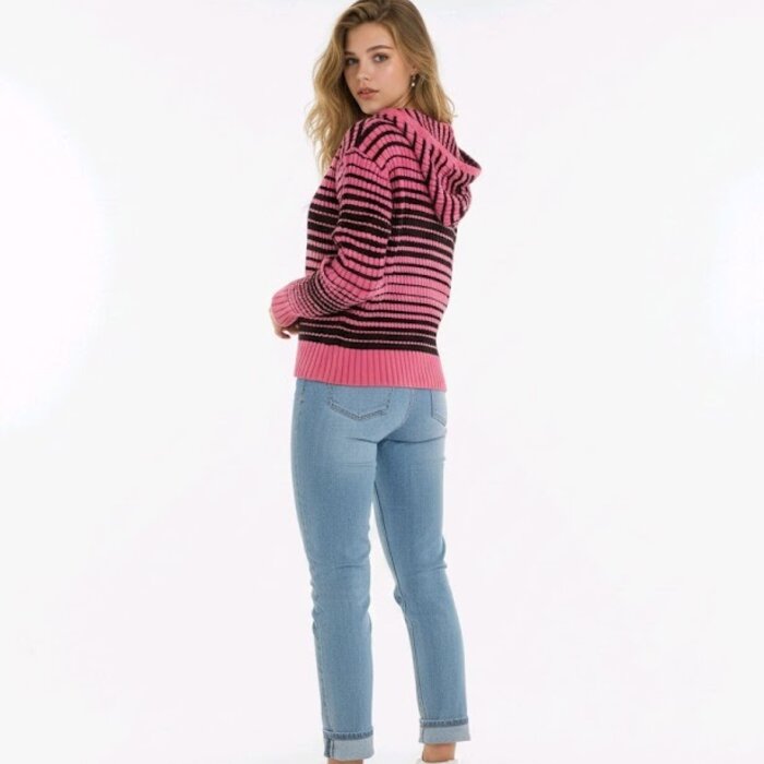 Vest  - Gestreept - capuchon - Dames - Mode