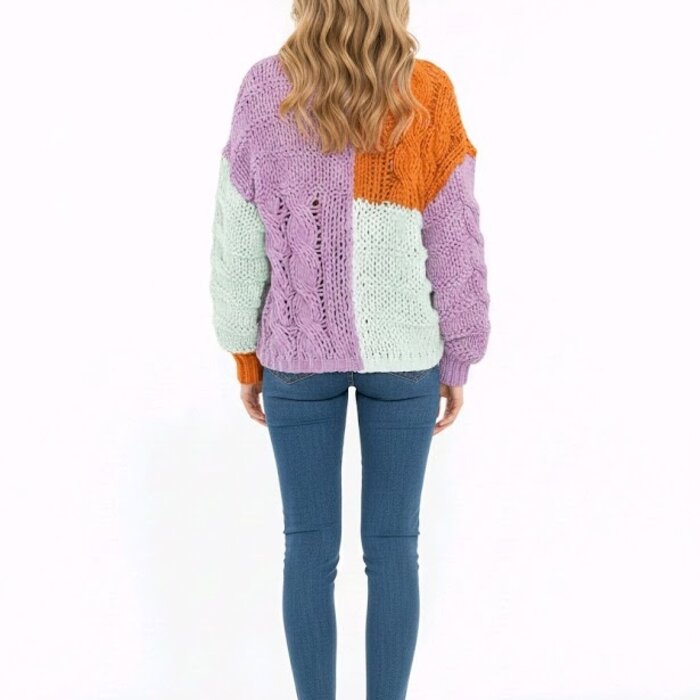 Vest - Bloem - Collorblock - Lila